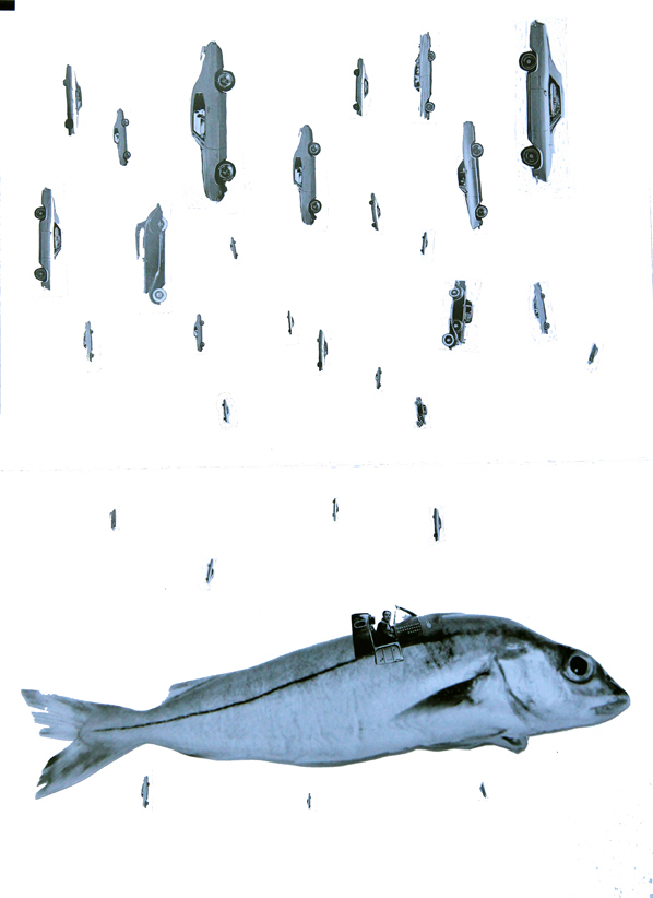 Fish Torpedo, Collage Digiprint, Auflage 12 Stück GFK 2016