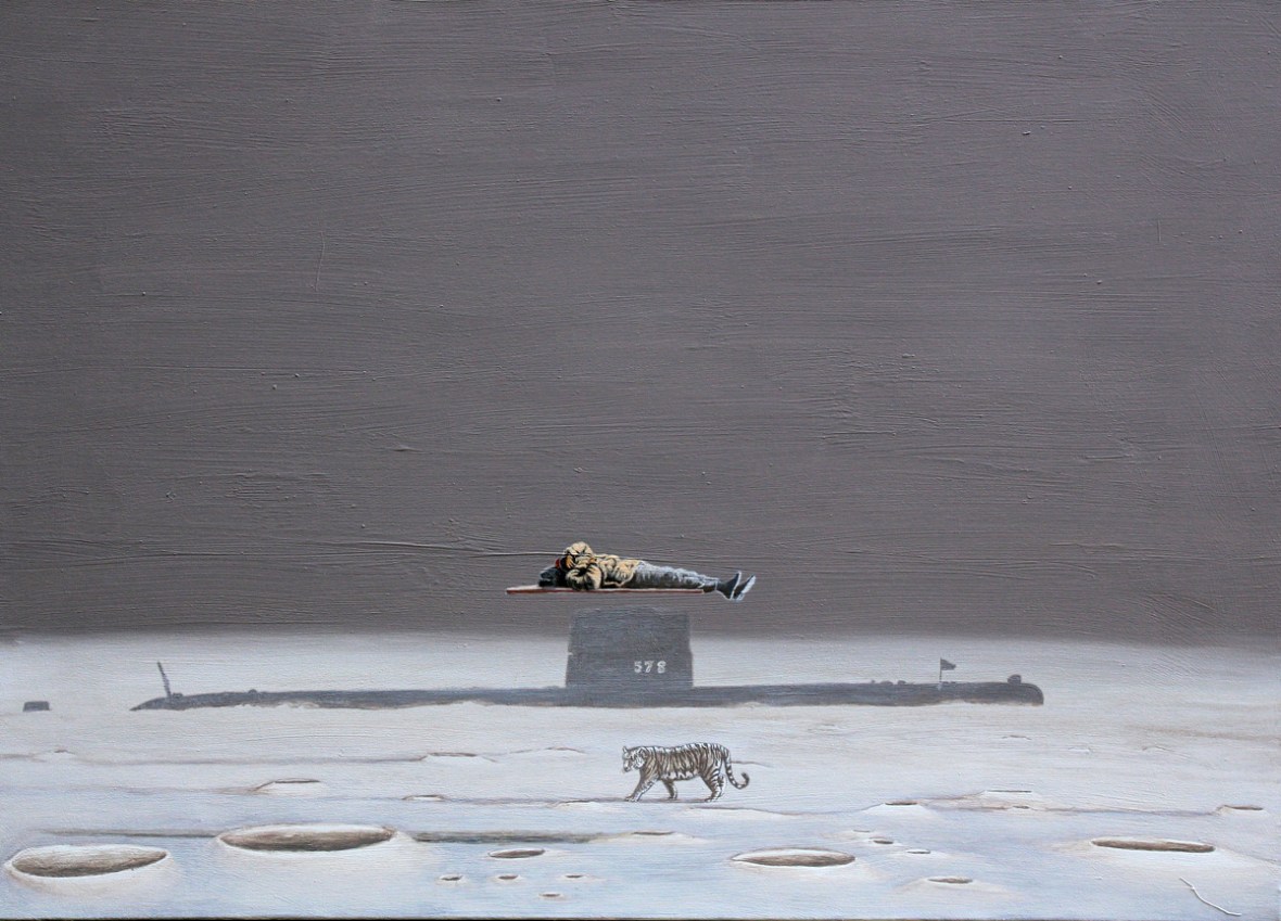 Die Wahrheit liegt hinter dem Mohnd II, Akryl, 140 x 100 cm, 2014