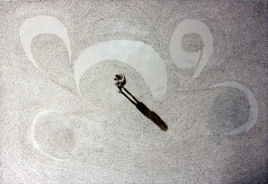 Digital Planet, Akryl auf Leinwand, 220 x 150 cm, 2015