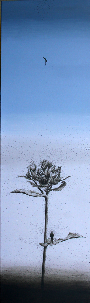 Gott ist ein Imker I, Akryl auf Leinwand, 60 x 200 cm, 2016