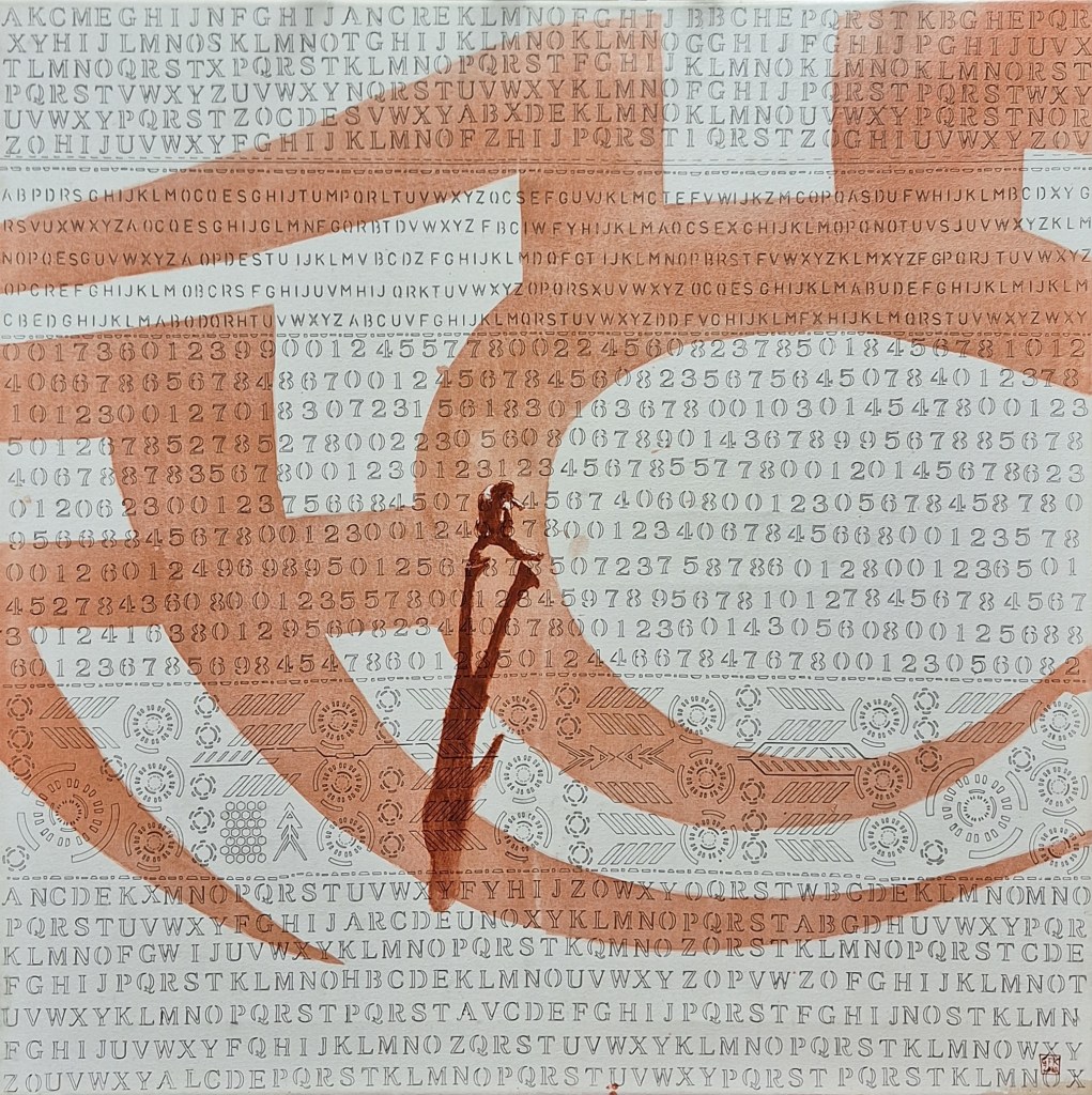 Serie "Digital signes" 05, Marker,Acrylic on canvas, 90x90cm, GFK 2024